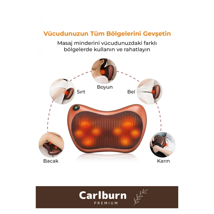 Premium 4 Başlıklı Yıkanabilir Kılıflı Aydınlatma Kutulu Araç Ev Ofis Omuz Boyun Sırt Masaj Aleti