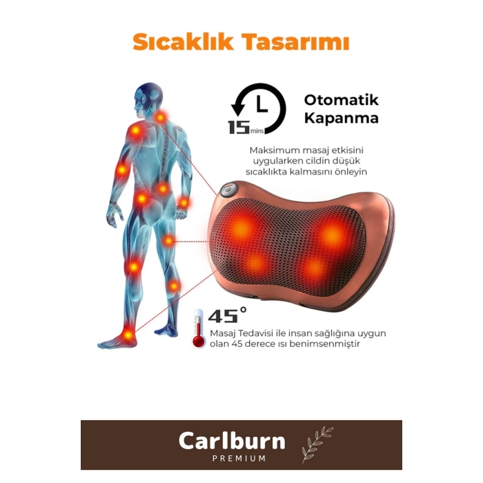 Premium 4 Başlıklı Yıkanabilir Kılıflı Aydınlatma Kutulu Araç Ev Ofis Omuz Boyun Sırt Masaj Aleti