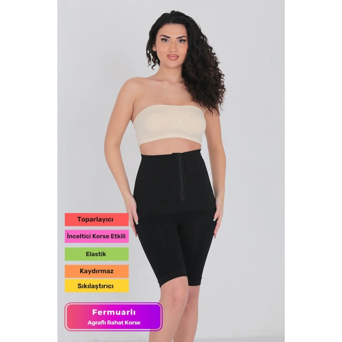 Özel Üretim Yüksek Bel İnceltici Toparlayıcı Sıkılaştırıcı Fermuarlı Agraflı Rahat Tulum Şık Korse