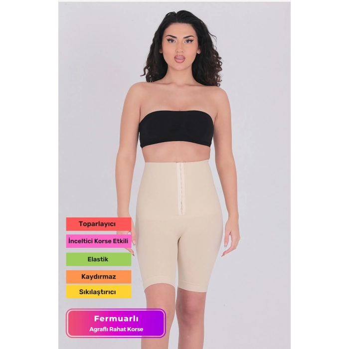 Özel Üretim Yüksek Bel İnceltici Toparlayıcı Sıkılaştırıcı Fermuarlı Agraflı Rahat Tulum Şık Korse