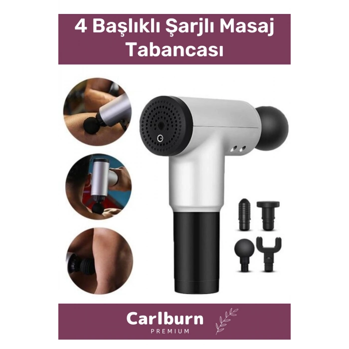 4 Başlıklı Boyun Bel Sırt Bacak Ayak Fısıltı Sesli Hafif Kas Rahatlatıcı Şarjlı Masaj Tabancası