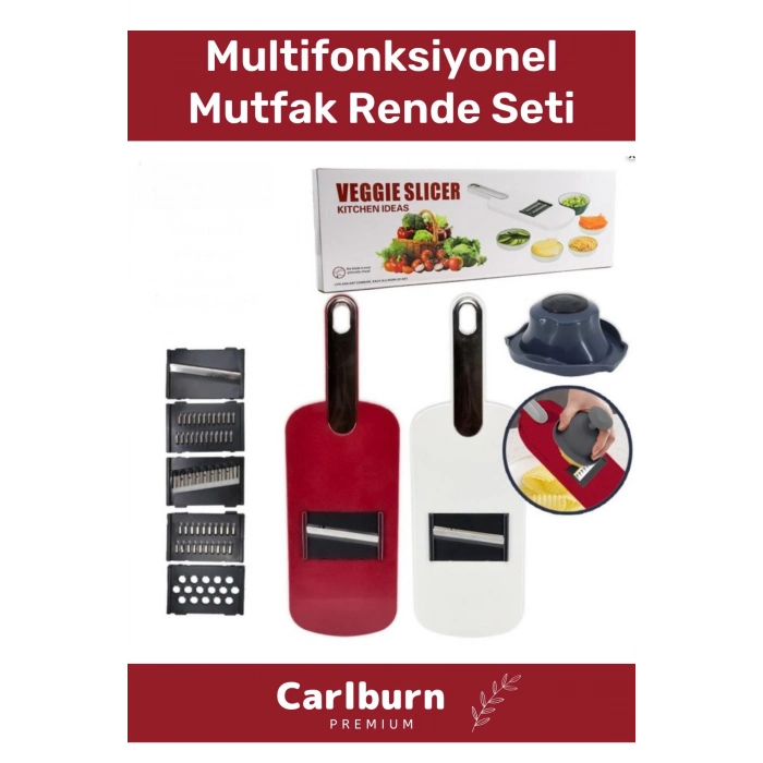 5 Farklı Başlıklı Pratik Paslanmaz Çelik Multifonksiyonel Mutfak Sebze Meyve Pataes Rende Seti