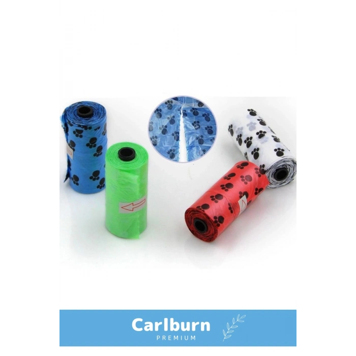 Çevre Dostu Evcil Hayvan Dışkı Toplama Pati Desenli Köpek Kaka Poşeti Torbası 4 Paket 60 Adet Rulo