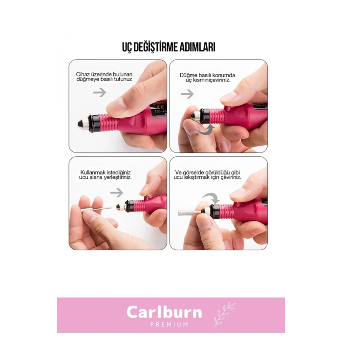 Profesyonel 6 Başlıklı Bakım 9v Elektrikli Törpü Tırnak Ayak Nasır Mantar Manikür Pedikür Seti