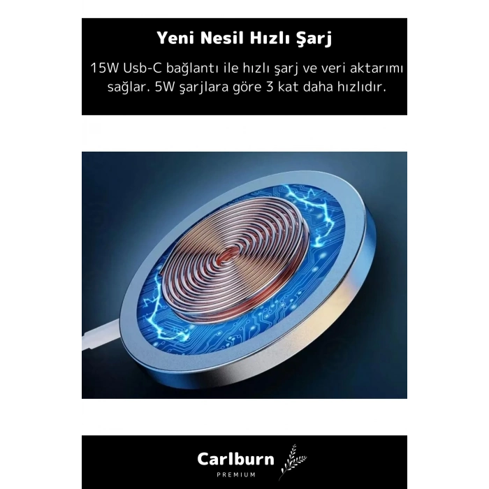 iPhone 11 12 13 14 15 16 Uyumlu Magsafe Kablosuz Hızlı Şarj Aleti Tam Uyumlu Wireless Charger Adaptörü