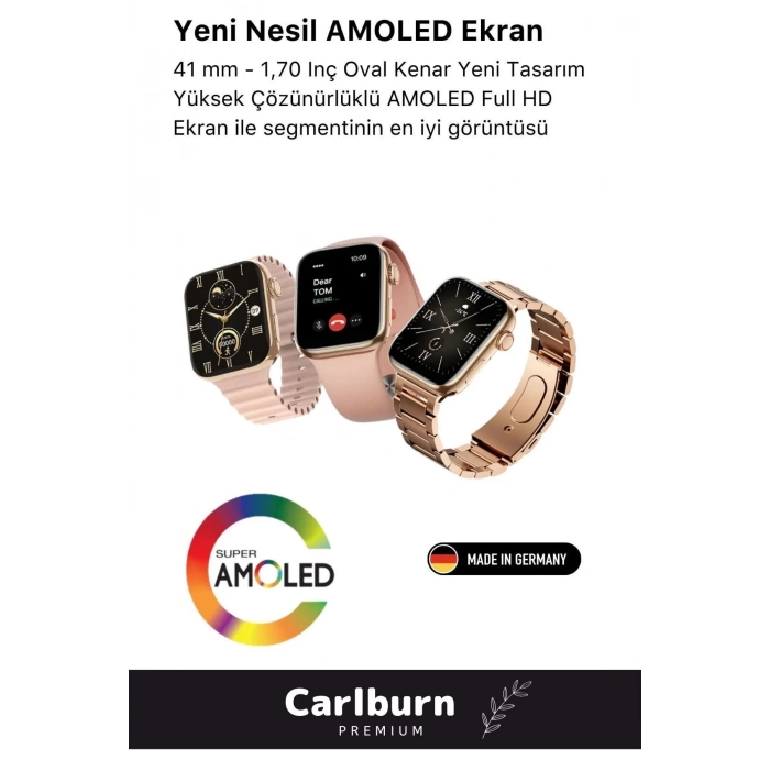 Yeni Nesil 3 Kordonlu Wireless Şarjlı Spor Sağlık Sensörlü Watch 9 Series 41mm Kadın Akıllı Saat