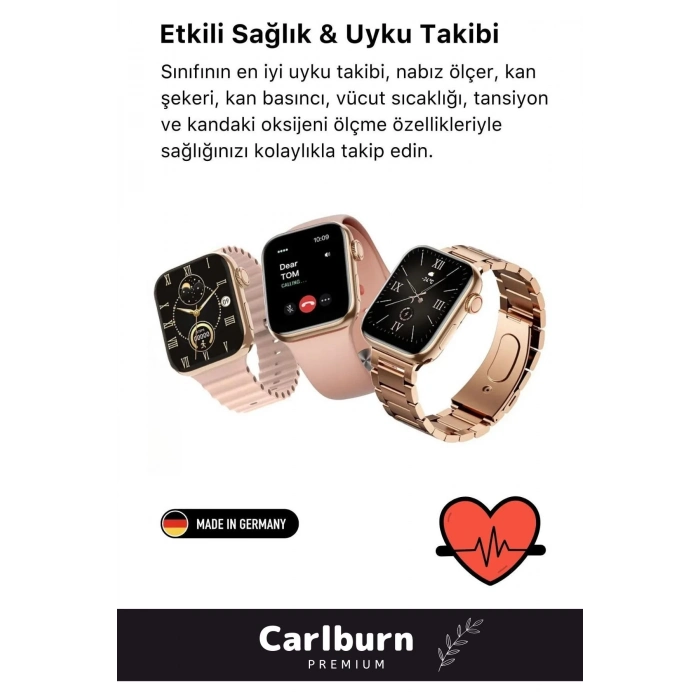 Yeni Nesil 3 Kordonlu Wireless Şarjlı Spor Sağlık Sensörlü Watch 9 Series 41mm Kadın Akıllı Saat