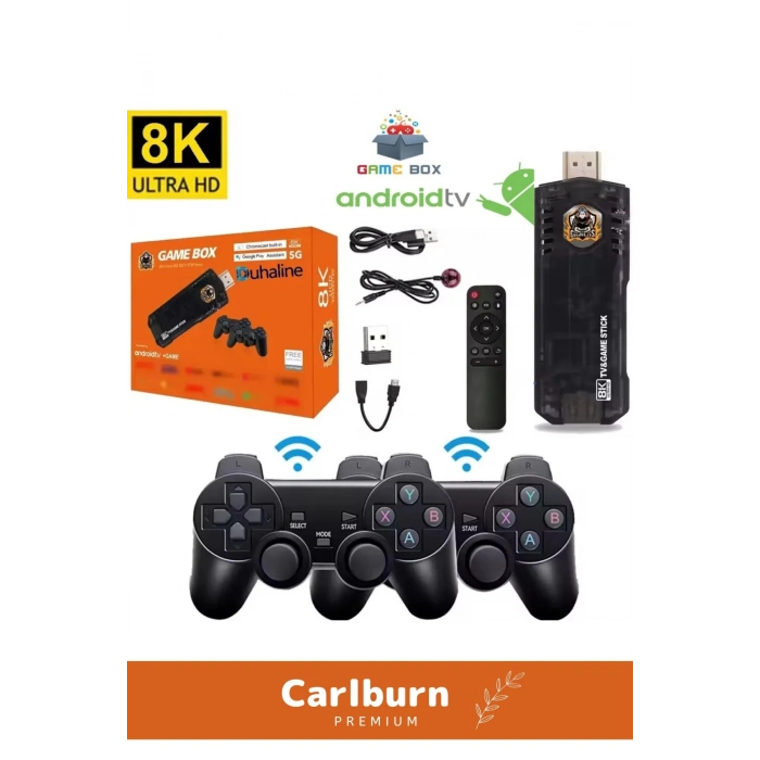 36500 Oyunlu Atari 5G 8k HDR Ultra HD Çözünürlük 64 GB Tv Game Box Android Tv 2 Kollu Oyun Konsolu