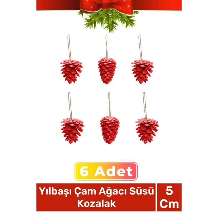 Özel Üretim Lüks Noel Parti Dekoratif Yeni Yıl Kış Yılbaşı Çam Ağacı Süsü Kozalak Altın 6lı