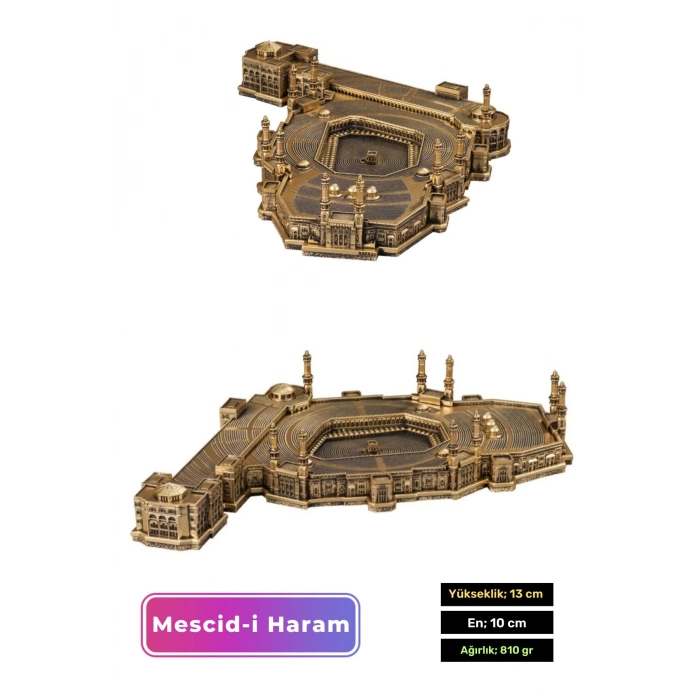 Özel Üretim Kutulu Antik Sarı Mescid-i Haram Hediyelik Dekoratif Biblo