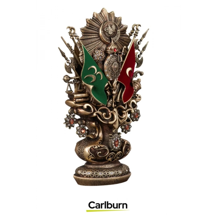 Özel Üretim Antik Sarı Dekoratif Hediyelik Osmanlı Devleti Arması Boytu