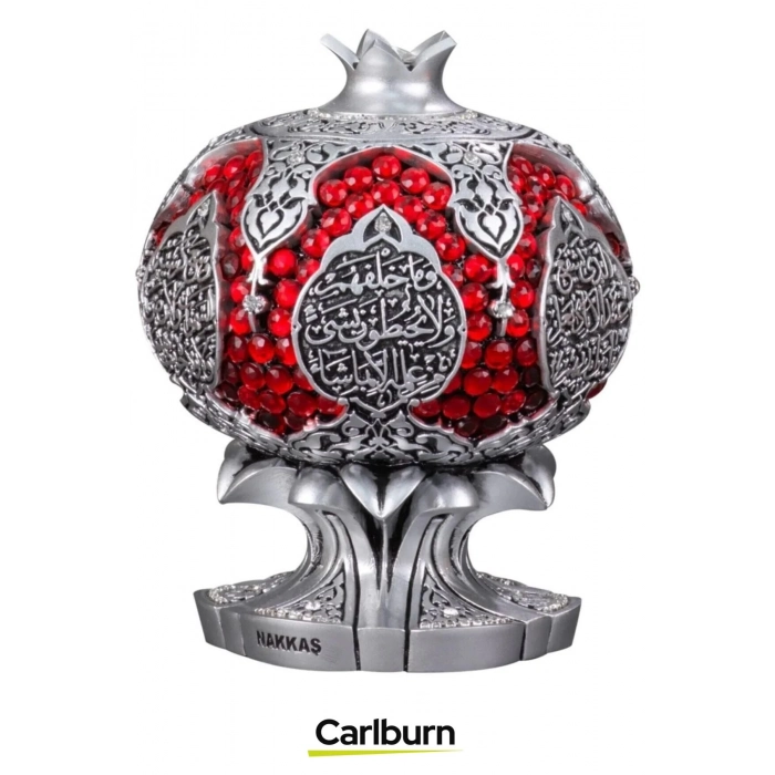 Özel Üretim Kutulu Antik Gümüş Canlılık Pozitiflik Dekoratif Ayet-el Kürsi Bereket Nar Boytu Biblo
