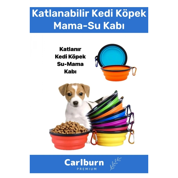Özel Seri Taşınabilir Seyahat Tipi Kancalı Silikon Katlanabilir Kedi Köpek Evcil Hayvan Mama Su Kabı