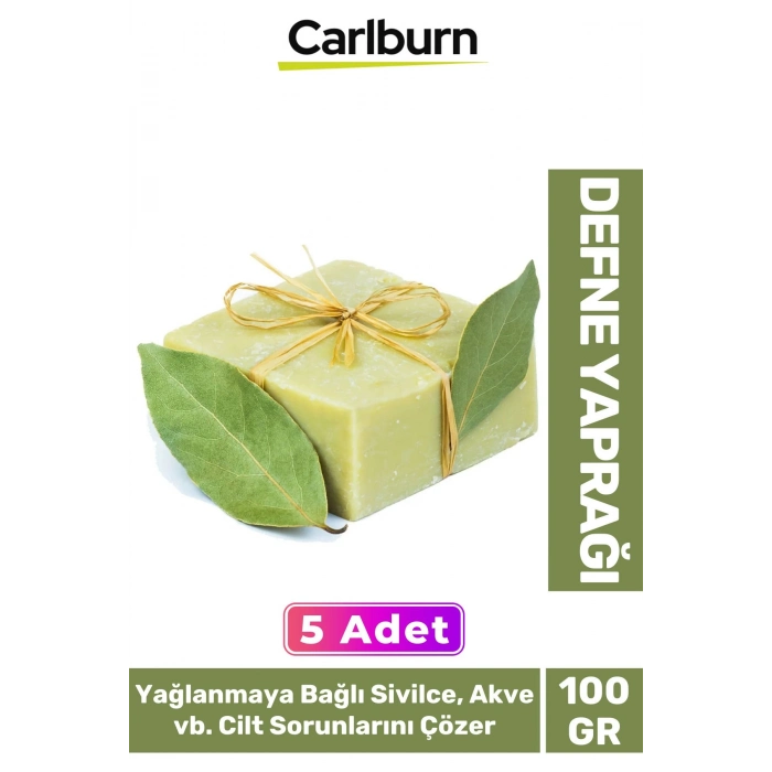 Doğal Güzel Kokulu El Yüz Saç Vücut Cilt Onaran Kolajen Etkili Defne Yaprağı Bitkisel Sabun 5 Adet