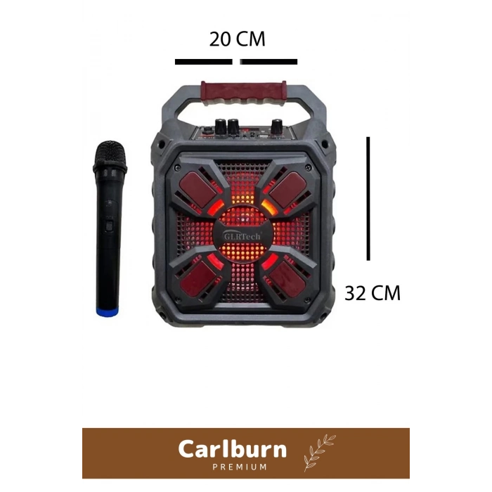 Yüksek Ses Şarj Edilebilir Aux Usb Hafıza Kart Girişli Kablosuz Hoparlör Mikrofon Siyah Karaoke Box