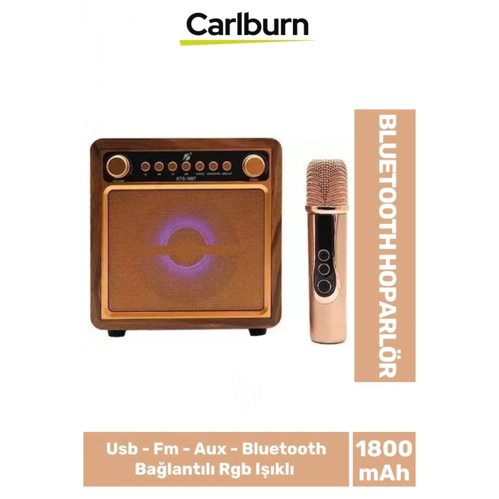 Yüksek Sesli 10W Güçlü Usb Sd Aux Kablosuz Ayarlı Mikrofonlu Ledli Taşınabilir Bluetooth Hoparlör