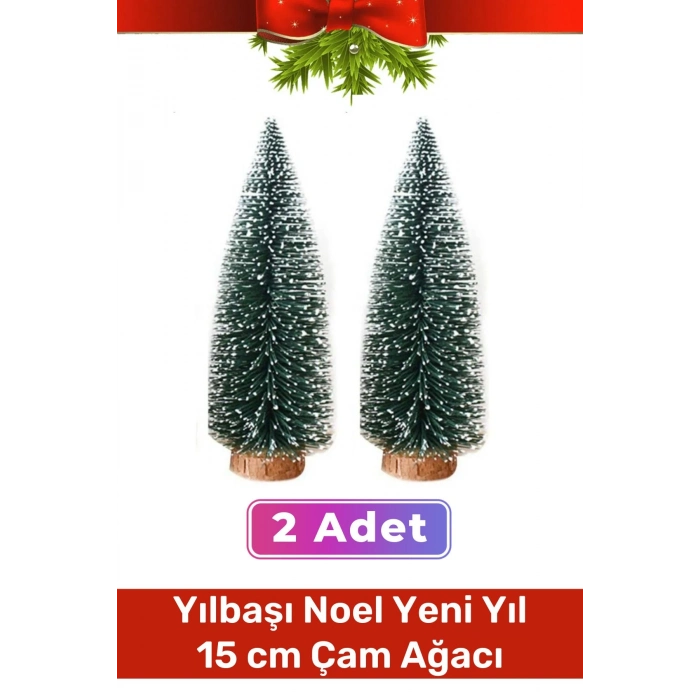 Mini Çam Masaüstü Minyatür Dekorasyon Küçük Süs Kar Yeni Yıl Noel Yapay Sedir Ağacı 15cm 2 Adet
