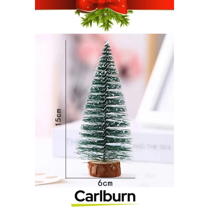 Mini Çam Masaüstü Minyatür Dekorasyon Küçük Süs Kar Yeni Yıl Noel Yapay Sedir Ağacı 15cm 3 Adet