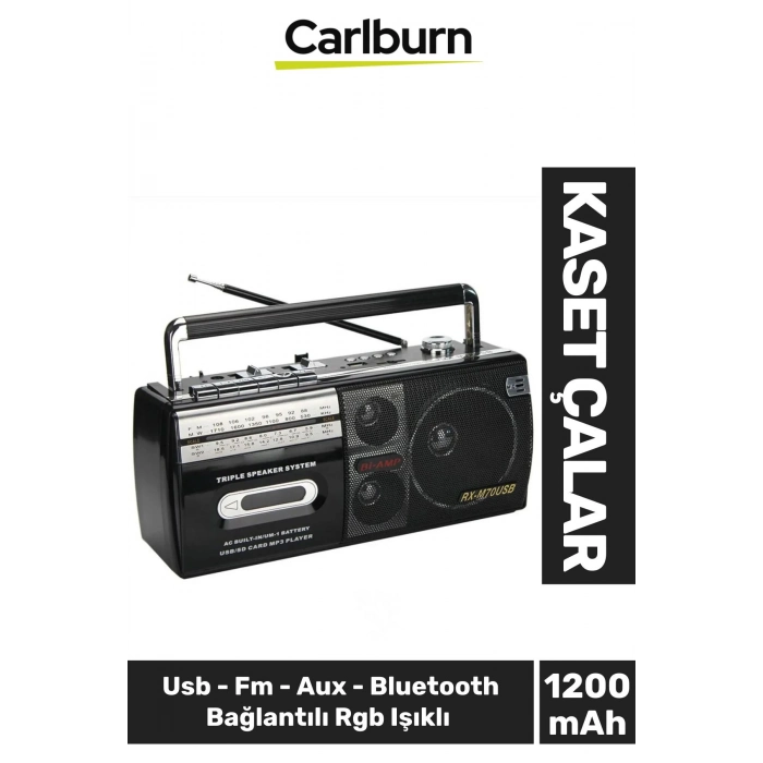 Ses Kayıt Özellikli Anten Retro Şık Taşınabilir Aux Bluetooth Usb Sd Fm Radyo Nostaljik Kaset Çalar