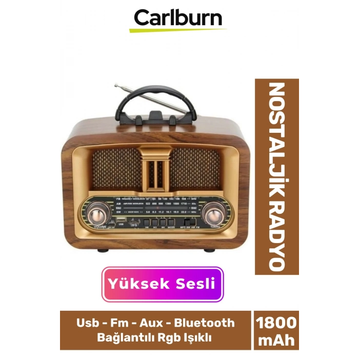 Kaliteli Yüksek Sesli Retro Şık Ahşap Bluetooth Bağlantılı Fm Usb Tf Aux Şarjlı Nostaljik Radyo