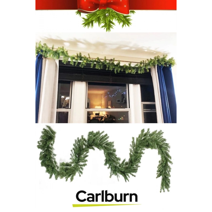 Premium Doğal Görünümlü Dekoratif Yeni Yıl Noel Yılbaşı Çam Ağacı Süsü Garland Büyük Boy 270 Cm