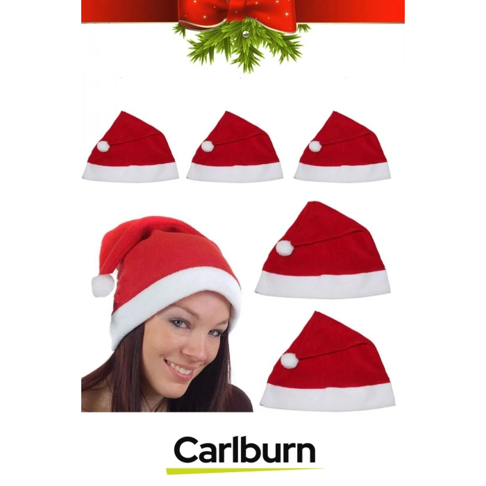 Özel Üretim Yıkanabilir Ucu Ponponlu Çocuk Yetişkin Yılbaşı Noel Baba %100 Polar Şapka 5 Adet