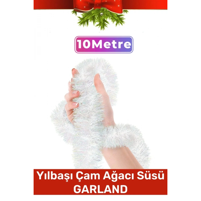 Premium Doğal Görünümlü Dekoratif Yeni Yıl Noel Yılbaşı Çam Ağacı Süsü Garland Büyük Boy 10 Metre