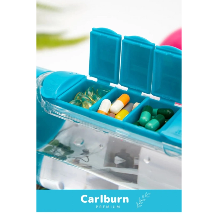 Özel Üretim Hap Bölmeli İlaç Kutusu %100 BPA İçermez Pillbox Su Matarası 600 Ml Suluk