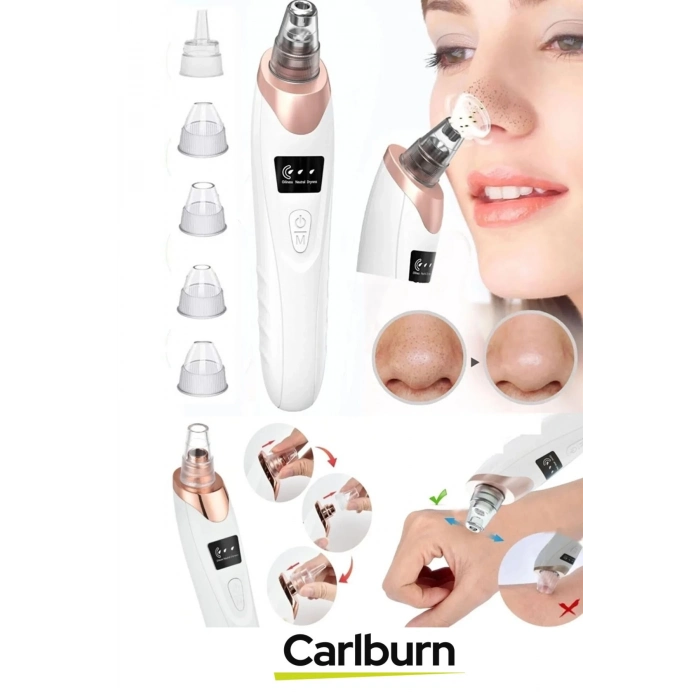 Profesyonel Dijital Göstergeli Şarjlı 6 Başlıklı 3 Kademeli Vakumlu Siyah Nokta Yüz Temizleme Cihazı