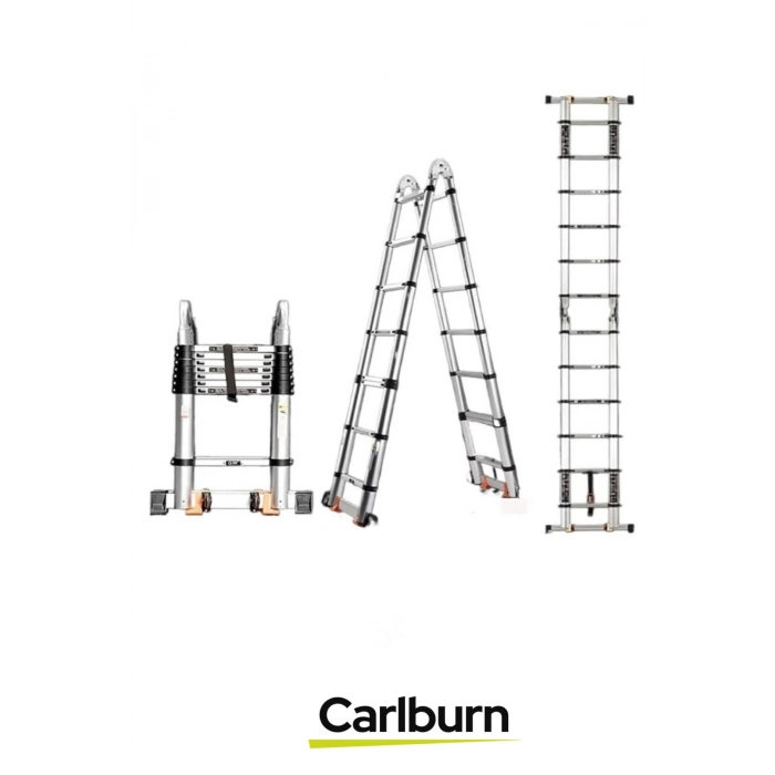 Çift Taraflı Kaymaz Ayak Dayanıklı Alüminyum Açık Hali 3.8 Metre Çok Fonksiyonlu Teleskopik Merdiven