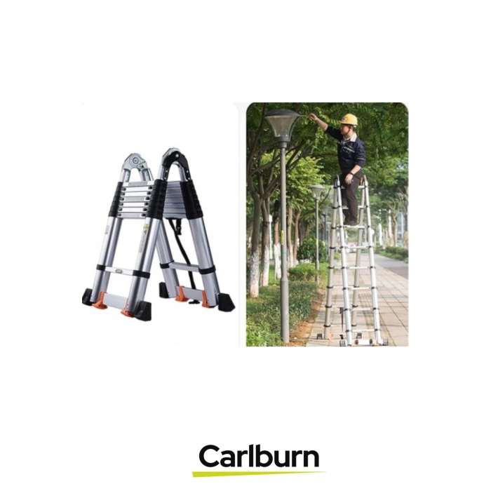 Çift Taraflı Kaymaz Ayak Dayanıklı Alüminyum Açık Hali 3.8 Metre Çok Fonksiyonlu Teleskopik Merdiven