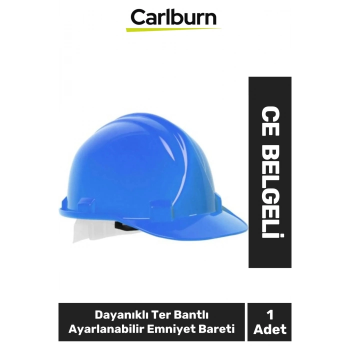 CE Belgeli Dayanıklı Ter Bantlı Ayarlanabilir Şantiye İnşaat İş Güvenliği Mavi Emniyet Bareti