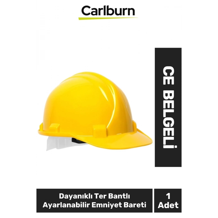 CE Belgeli Dayanıklı Ter Bantlı Ayarlanabilir Şantiye İnşaat İş Güvenliği Sarı Emniyet Bareti