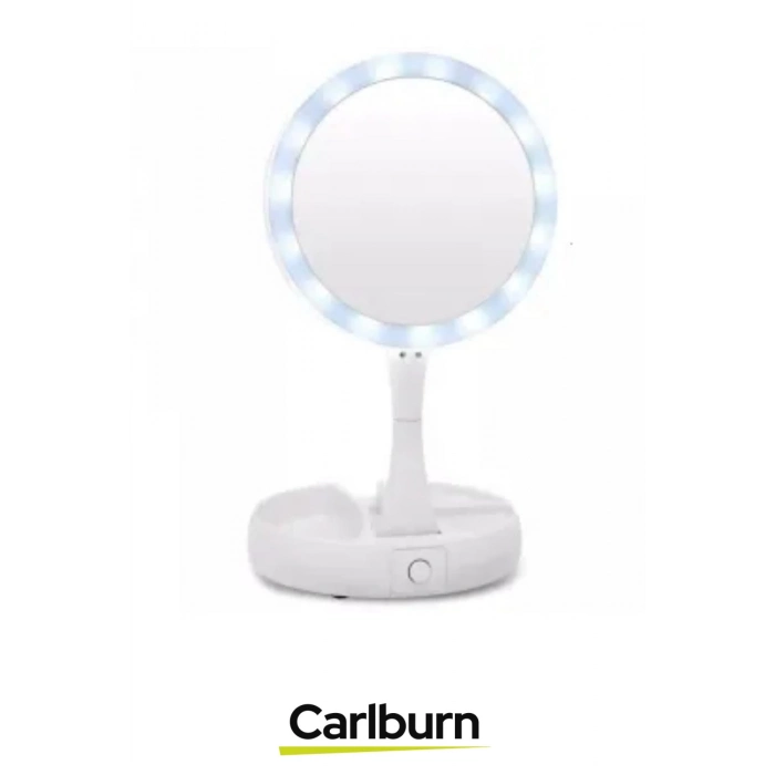 Katlanabilir 3 Modlu Ayarlanabilir Masaüstü Mini Cep Boyu Açılı Piili Led Işıklı Beyaz Makyaj Ayna