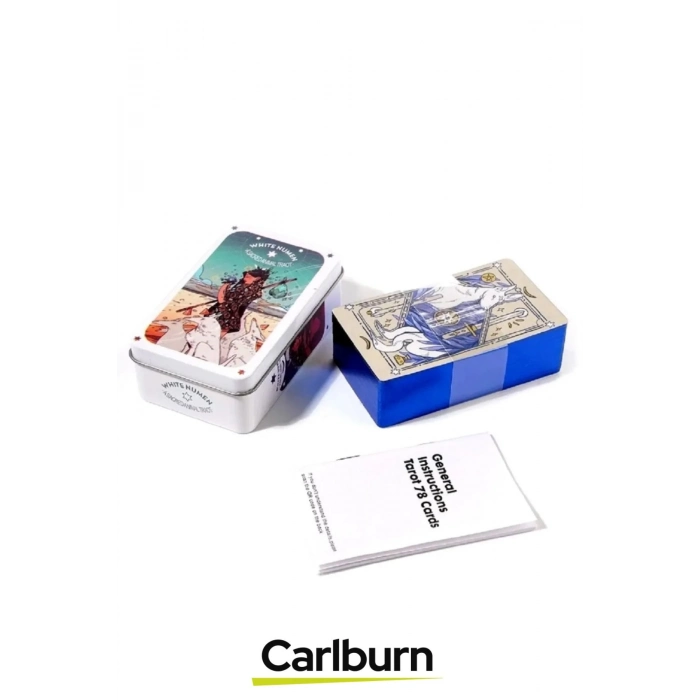 Beyaz Numen Tarot Teneke Metal Kutu İçinde Kutsal Hayvan PDF Kılavuzu Kitap Divination Kader 78 Adet