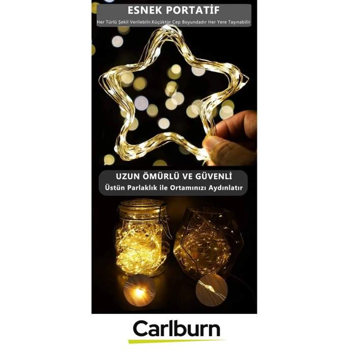 Led 5 Metre Sarı Pilli 3 Fonksiyonlu Dekoratif Aydınlatma Yeni Yıl Yılbaşı Çam Ağacı Ev Süsleme