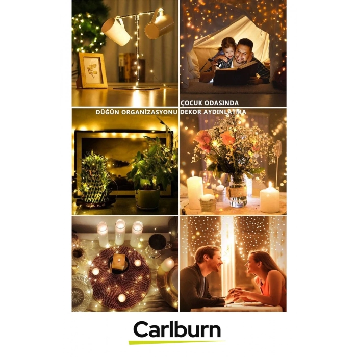 Led 10 Metre Sarı Pilli 3 Fonksiyonlu Dekoratif Aydınlatma Yeni Yıl Yılbaşı Çam Ağacı Ev Süsleme