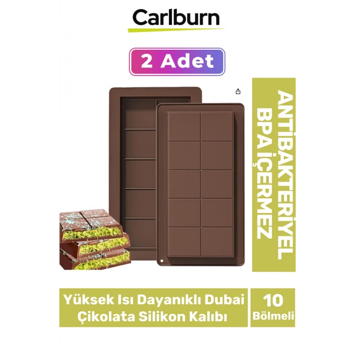 Bpa İçermez Esnek Dayanıklı Yüksek Isı Dayanıklı Dubai Çikolata Silikon Kalıbı 2 Adet
