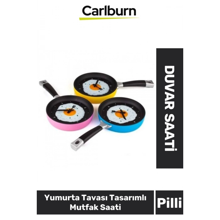 Özel Tasarım Pilli Kutulu Duvar Dekoratif Hediyelik Yumurta Tavası Mutfak Saati