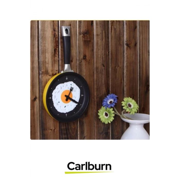 Özel Tasarım Pilli Kutulu Duvar Dekoratif Hediyelik Yumurta Tavası Mutfak Saati