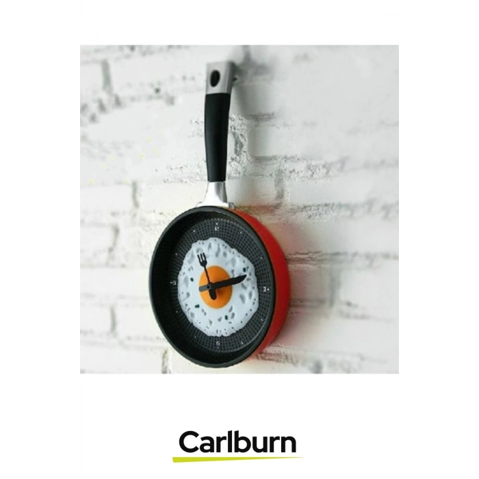 Özel Tasarım Pilli Kutulu Duvar Dekoratif Hediyelik Yumurta Tavası Mutfak Saati