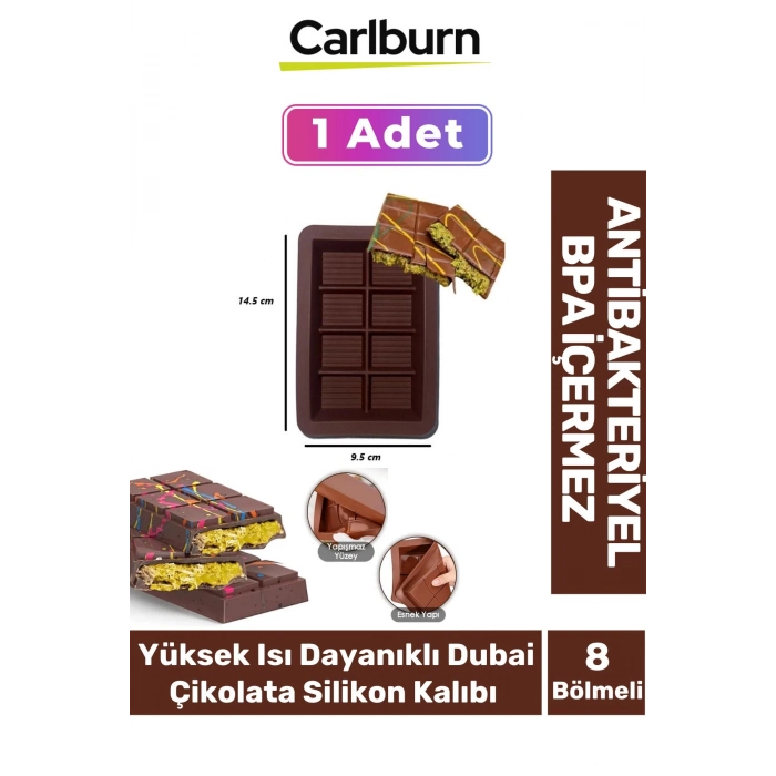 Bpa İçermez Esnek Dayanıklı Büyük Yüksek Isı Dayanıklı Dubai Çikolata Silikon Kalıbı Kabı 1 Adet