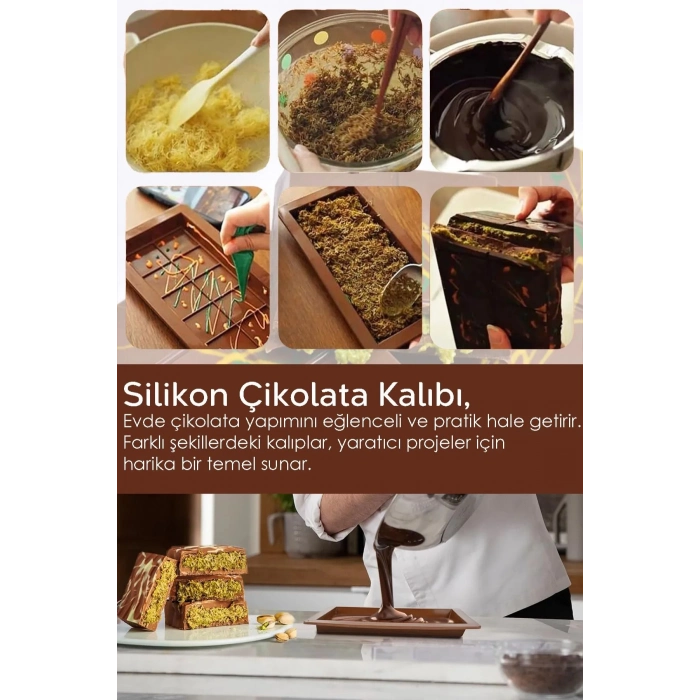 Bpa İçermez Esnek Dayanıklı Büyük Yüksek Isı Dayanıklı Dubai Çikolata Silikon Kalıbı Kabı 2 Adet