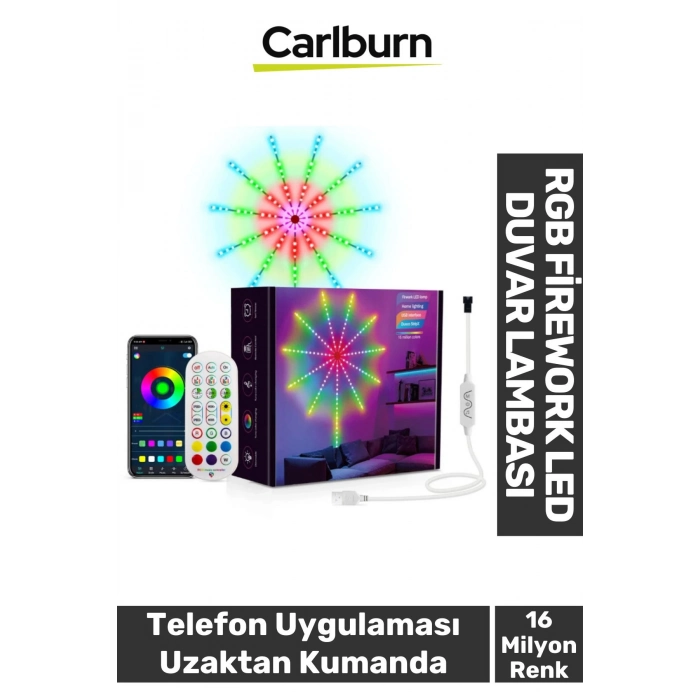 Telefon Uygulama Kumanda Akıllı Aydınlatma Salon Ev Yatak Odası Gamer RGB Firework LED Duvar Lambası