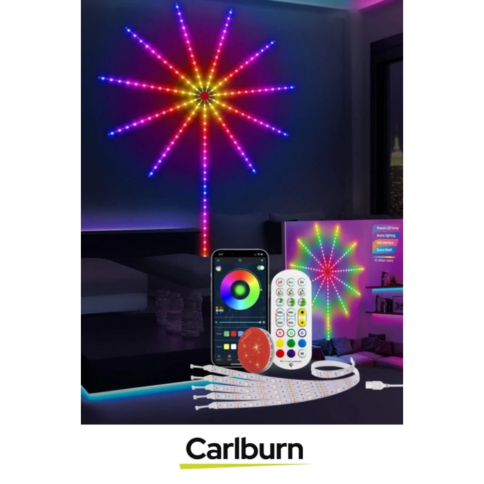 Telefon Uygulama Kumanda Akıllı Aydınlatma Salon Ev Yatak Odası Gamer RGB Firework LED Duvar Lambası