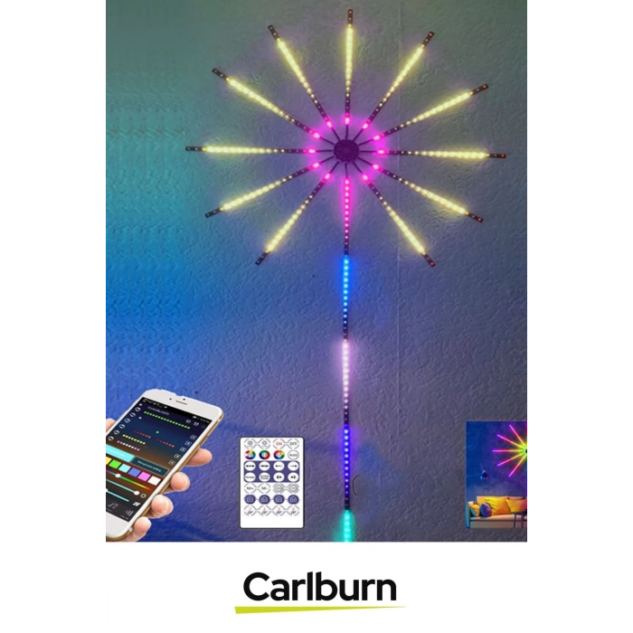 Telefon Uygulama Kumanda Akıllı Aydınlatma Salon Ev Yatak Odası Gamer RGB Firework LED Duvar Lambası