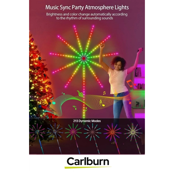 Telefon Uygulama Kumanda Akıllı Aydınlatma Salon Ev Yatak Odası Gamer RGB Firework LED Duvar Lambası