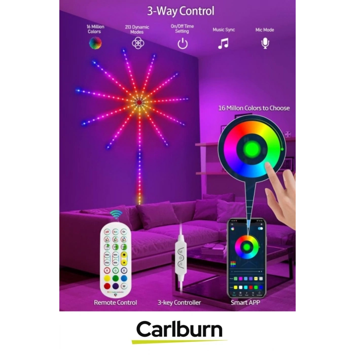 Telefon Uygulama Kumanda Akıllı Aydınlatma Salon Ev Yatak Odası Gamer RGB Firework LED Duvar Lambası