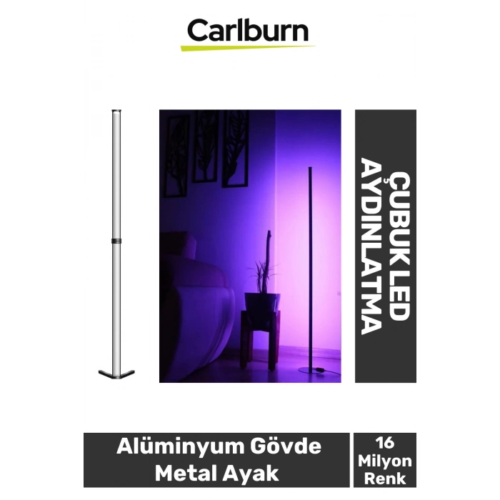 2 Metre Usb Giriş Alüminyum Gövde Metal Ayak Rgb Uzaktan Kumandalı Çubuk Led Aydınlatma