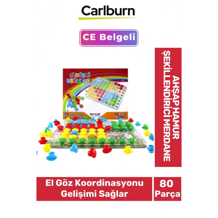 El Göz Koordinasyonu Sağlayan Zeka Geliştirici Eğitici Öğretici Oyun Sihirli Düğmeler 80 Parça